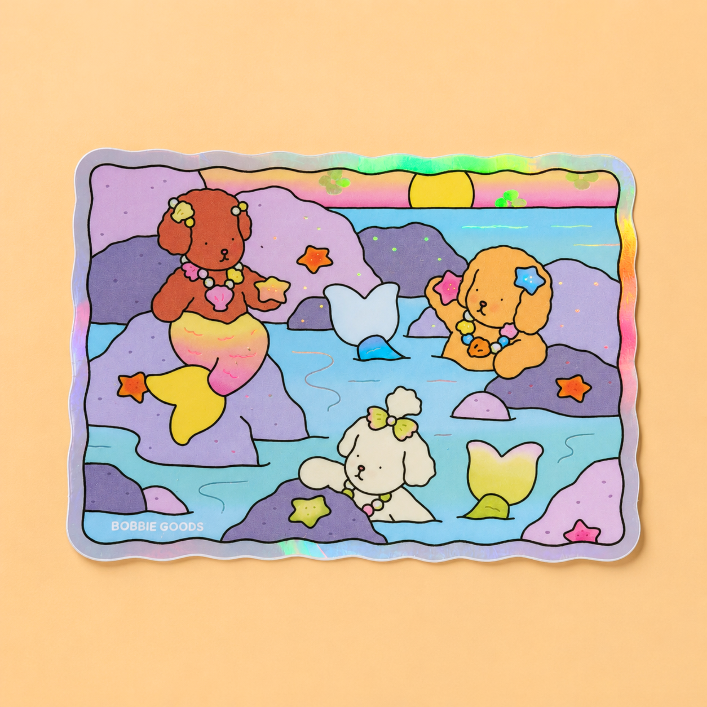 A rectangle sticker of a Bobbie Goods mermaid character image. 