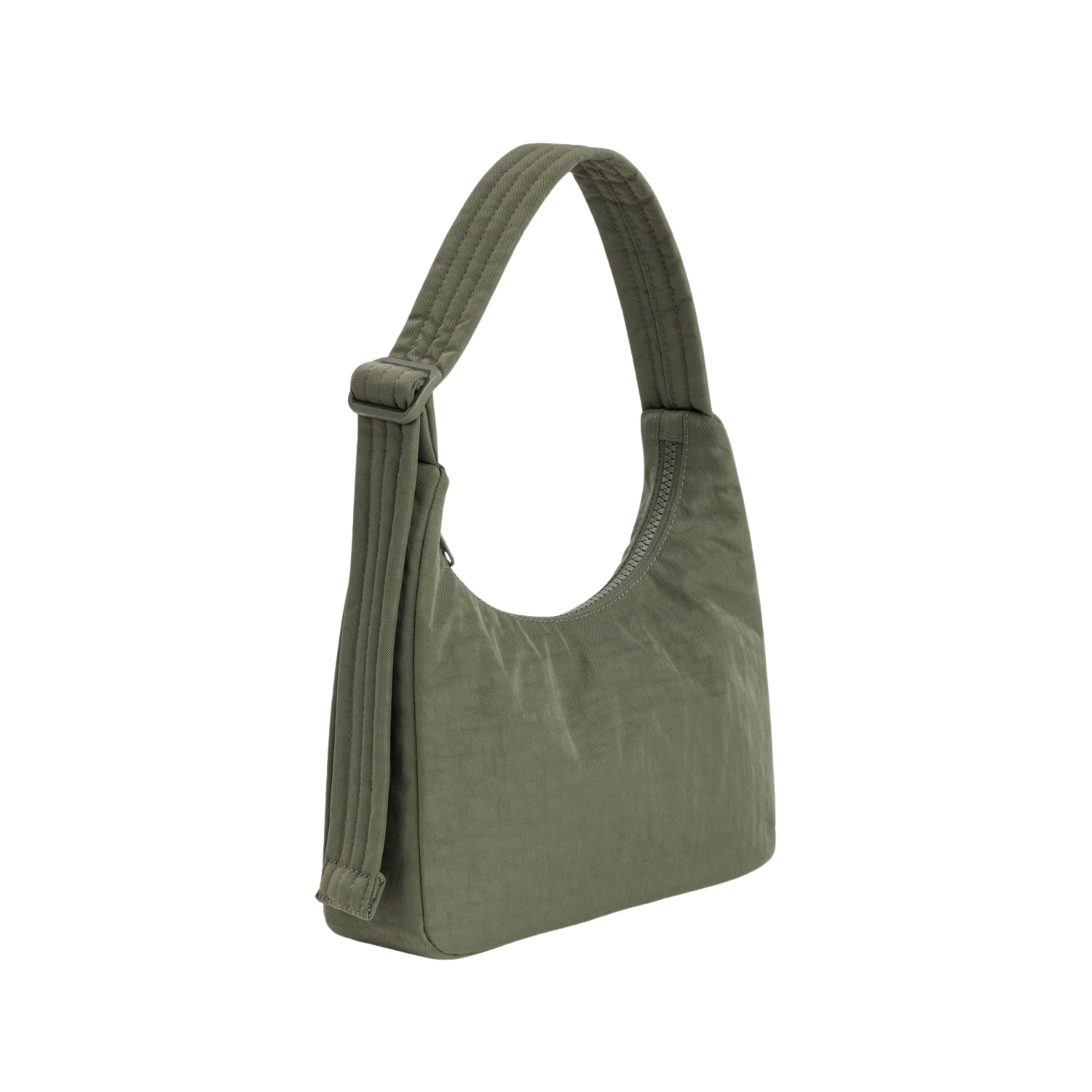 A green nylon mini bag purse.