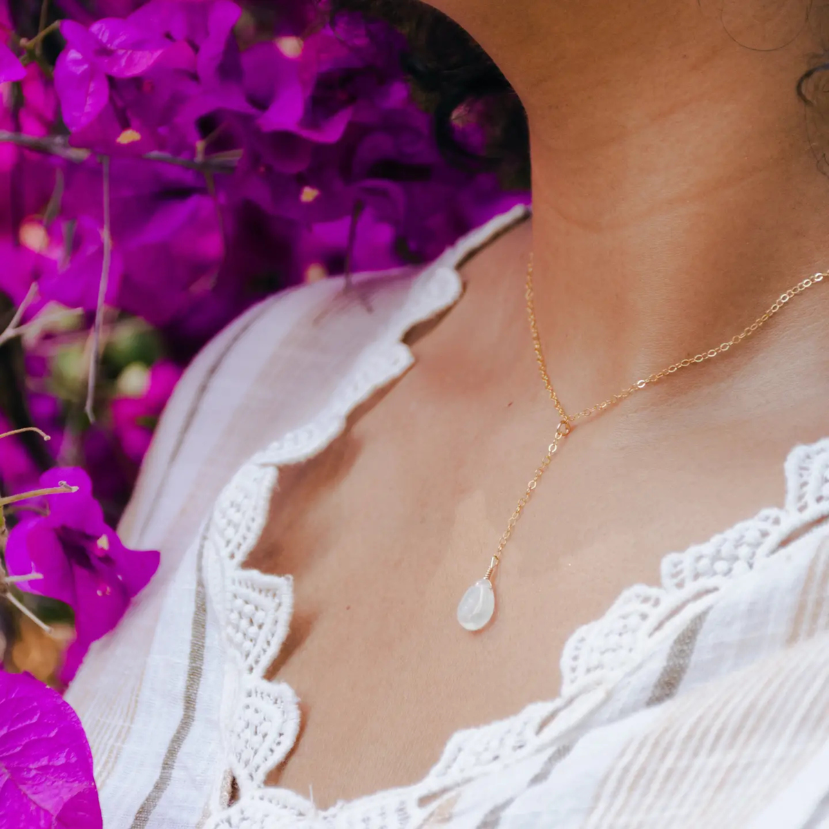 a moonstone gold chain necklace. 