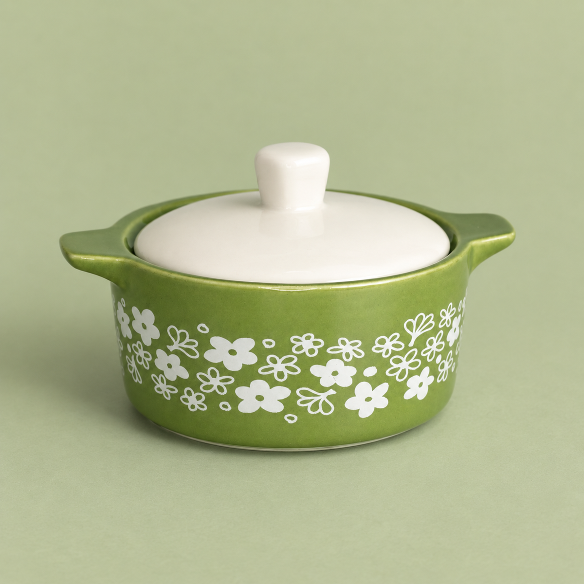 a green and white pyrex inspired mini trinket dish. 