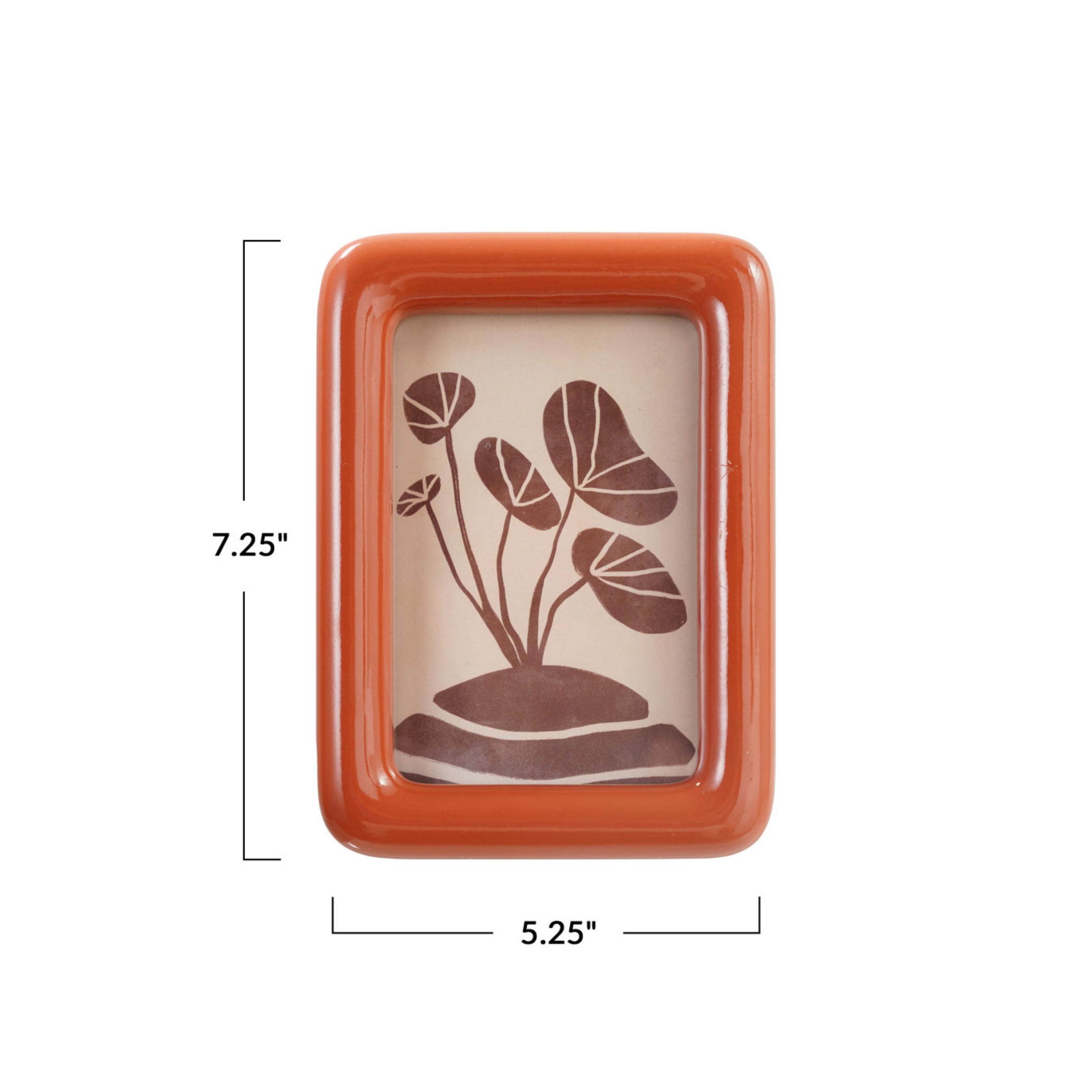 an orange resin picture frame. 