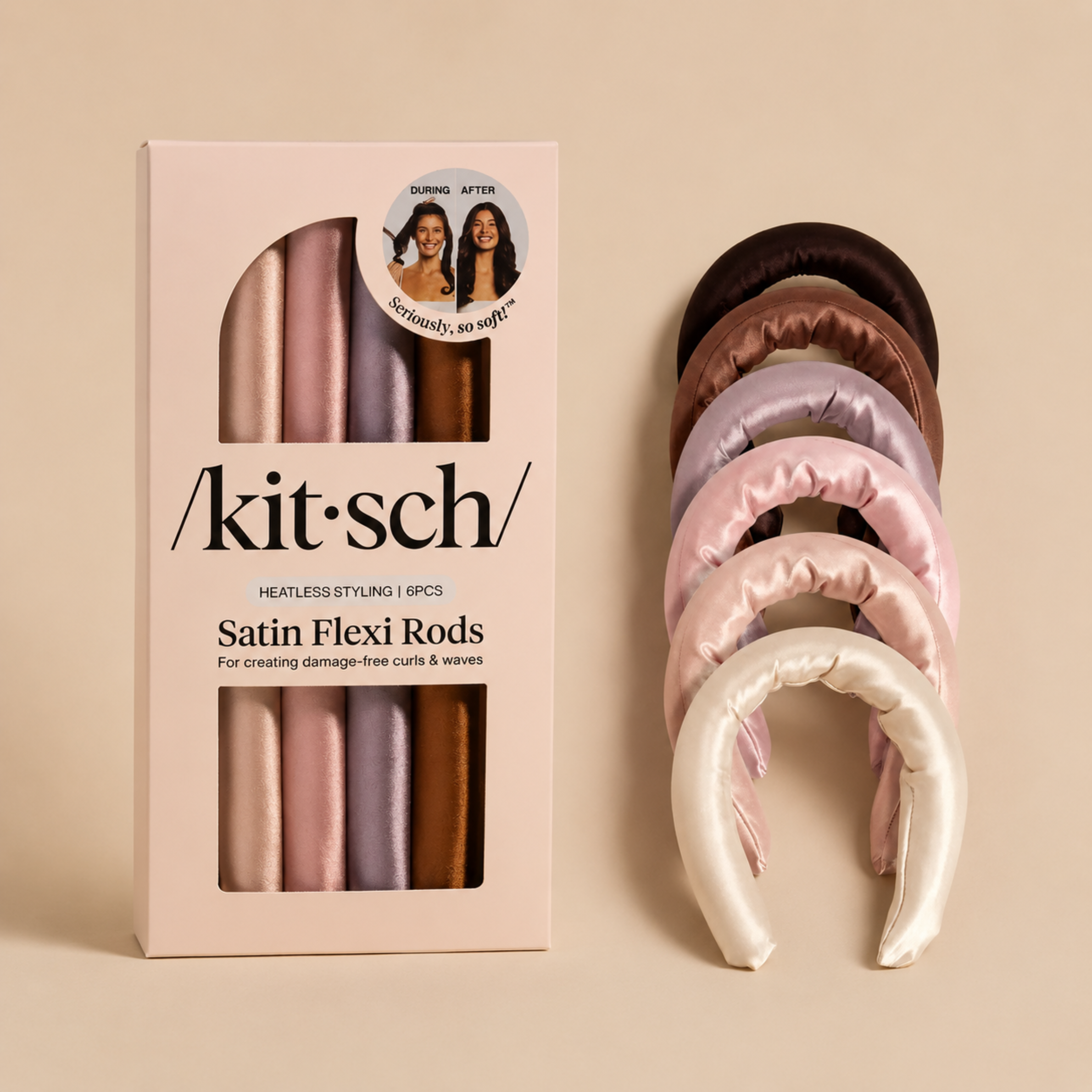 kitsch satin flexi rods heatless styling 6pcs