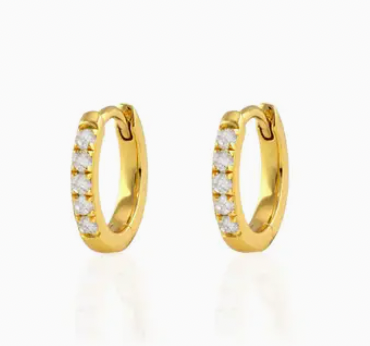 Crystal Huggie Hoop Earrings | Gold