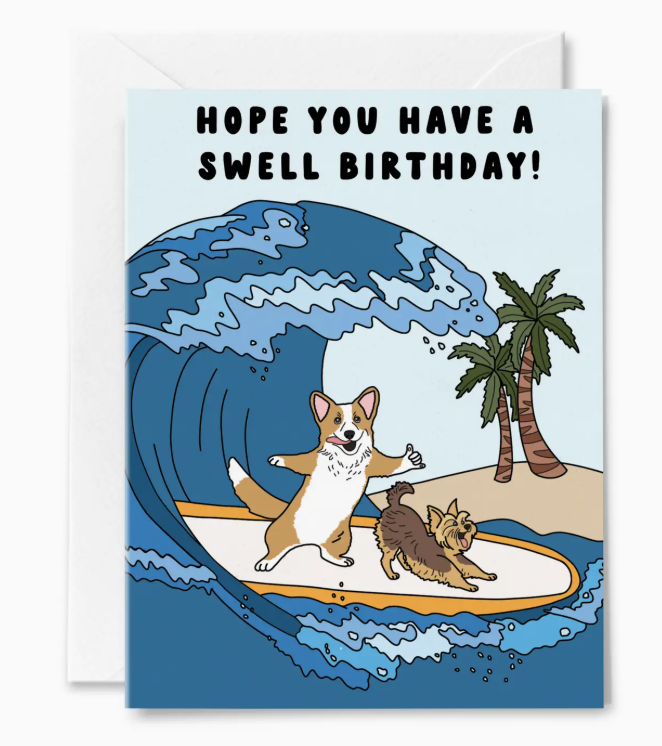 Surfing Dogs Birthday Card