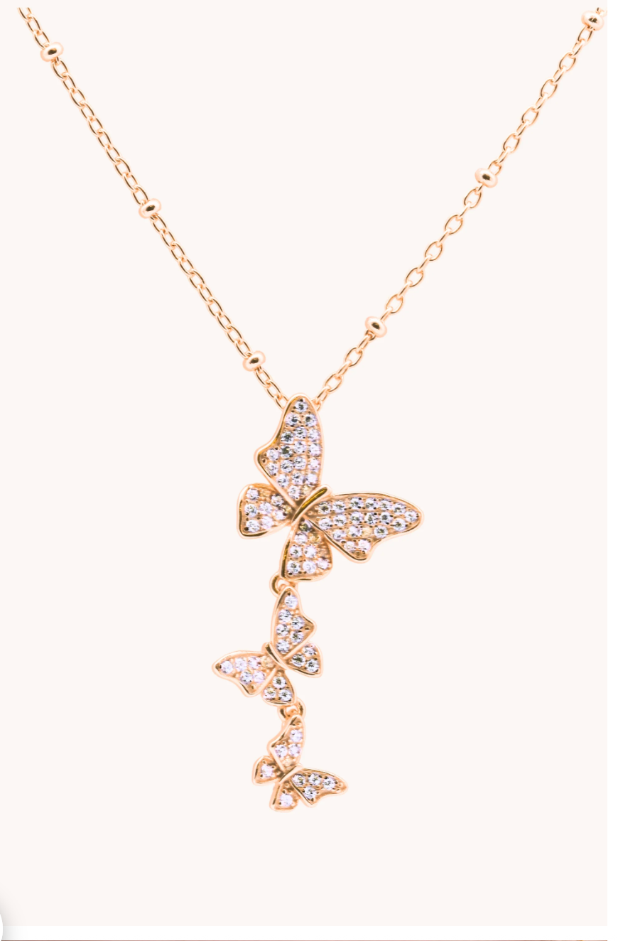 Dancing Butterfly Necklace | Gold