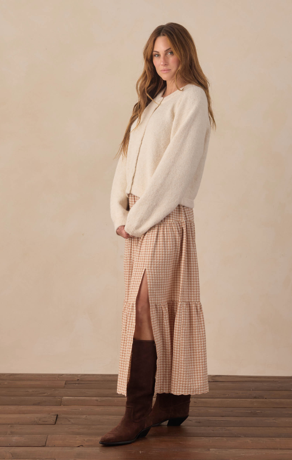 Tiered Midi Skirt | Fawn Gingham
