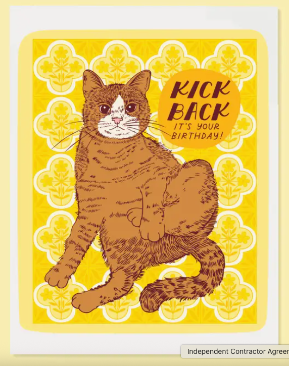 Kick Back Cat Birthday Card