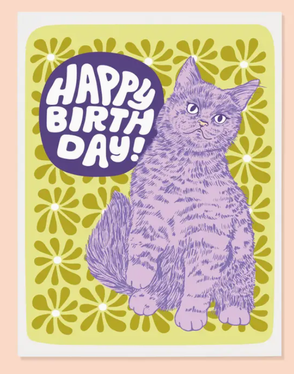 Floral Cat Birthday Card