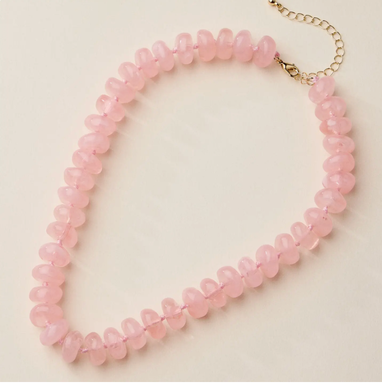 Resin Beaded Chunky Necklace | Pink