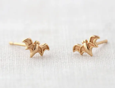 Bat Stud Earrings - Gold