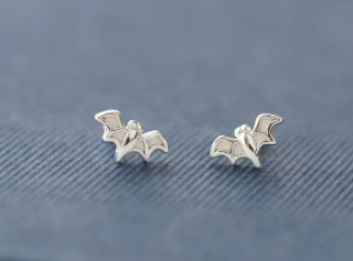 Bat Stud Earrings - Silver