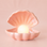 Pink shell with a pearl inside on a light pink background