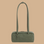 A green nylon shoulder bag.