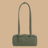 A green nylon shoulder bag.