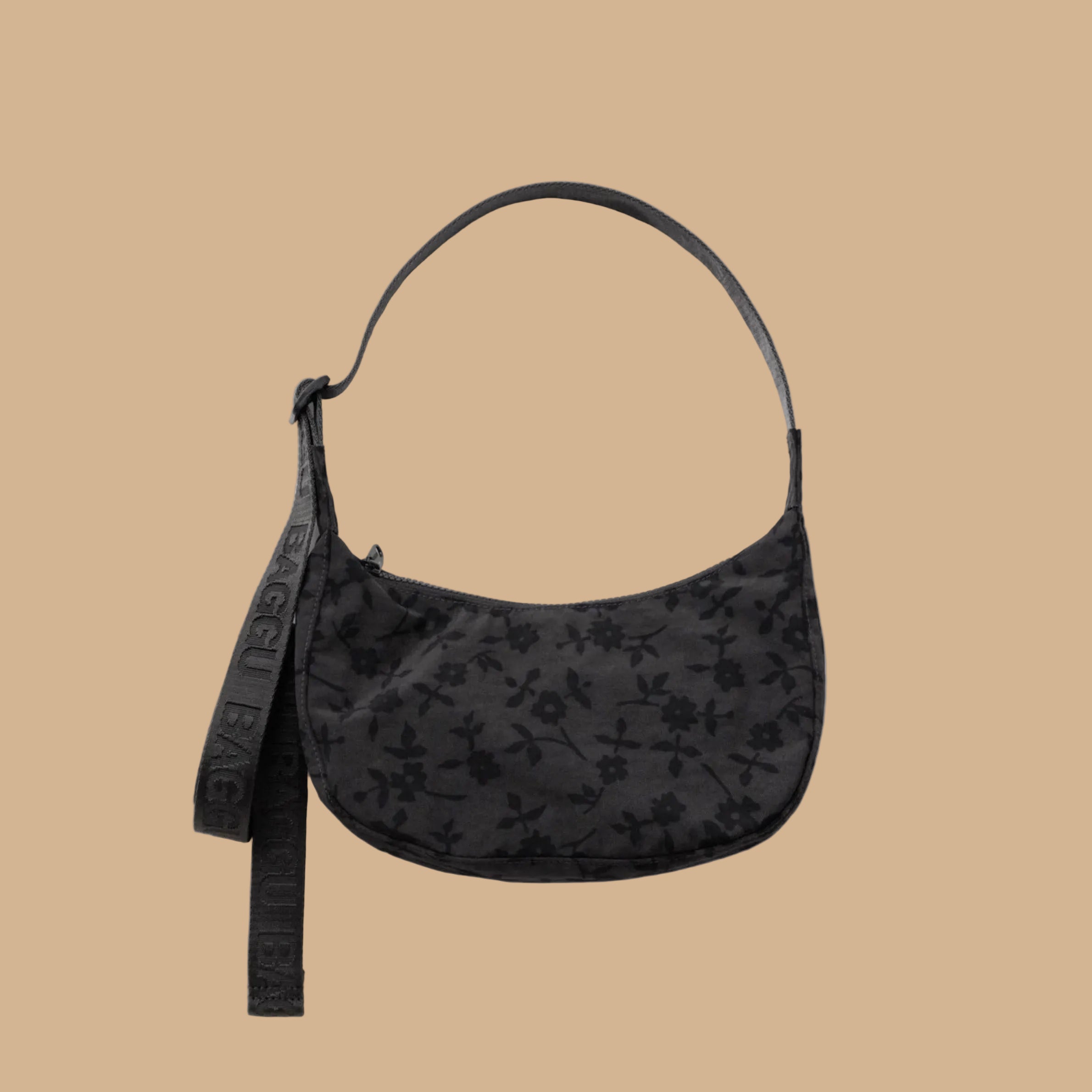 Small Crescent Bag | Charcoal Ditsy Floral