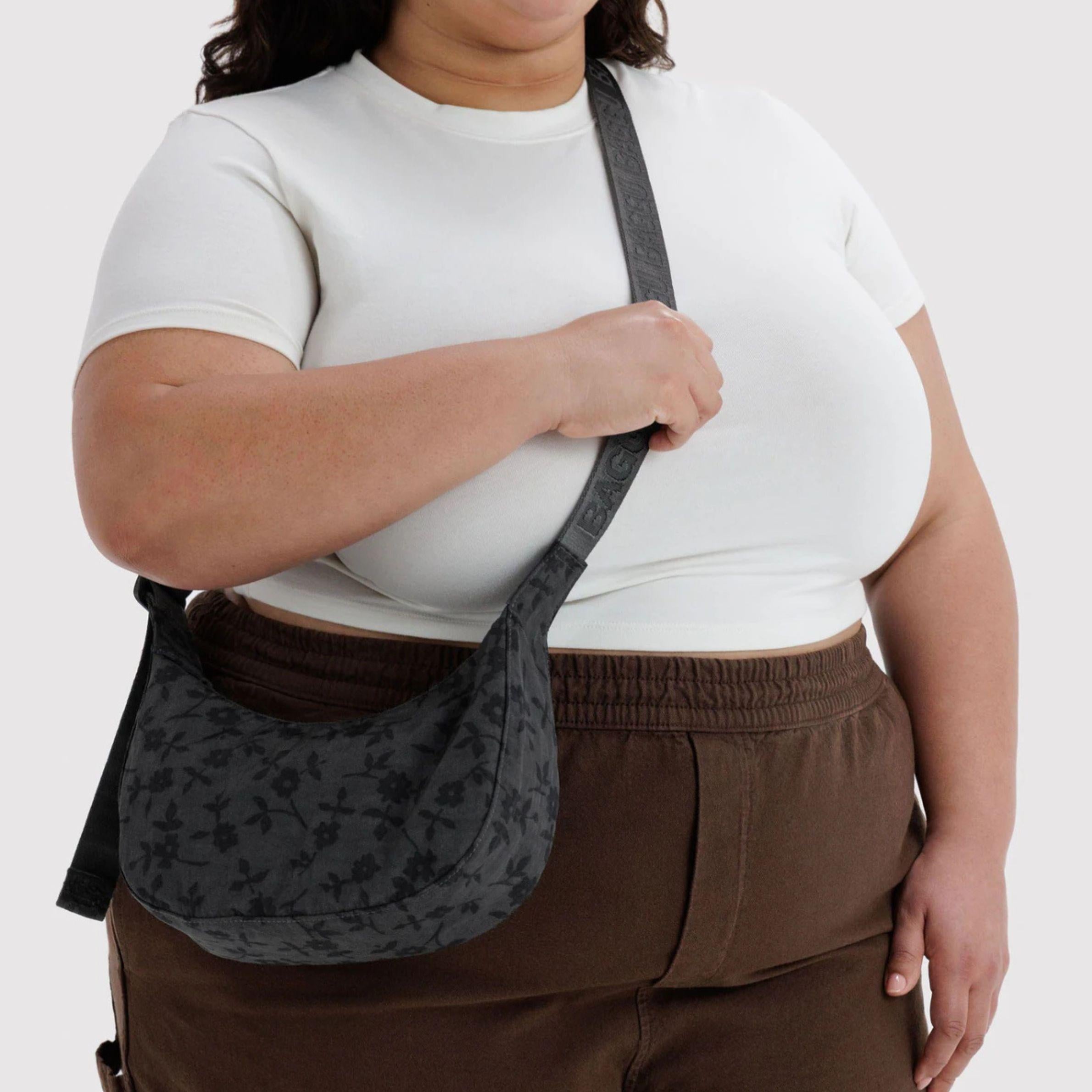 Small Crescent Bag | Charcoal Ditsy Floral