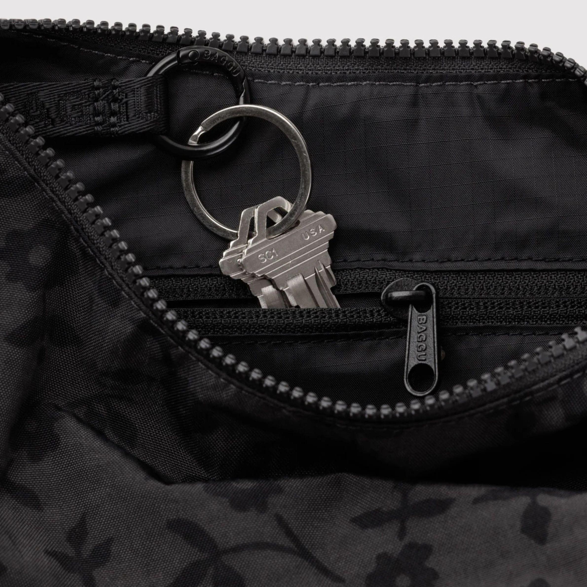 Small Crescent Bag | Charcoal Ditsy Floral