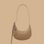 A tan leather handbag. 