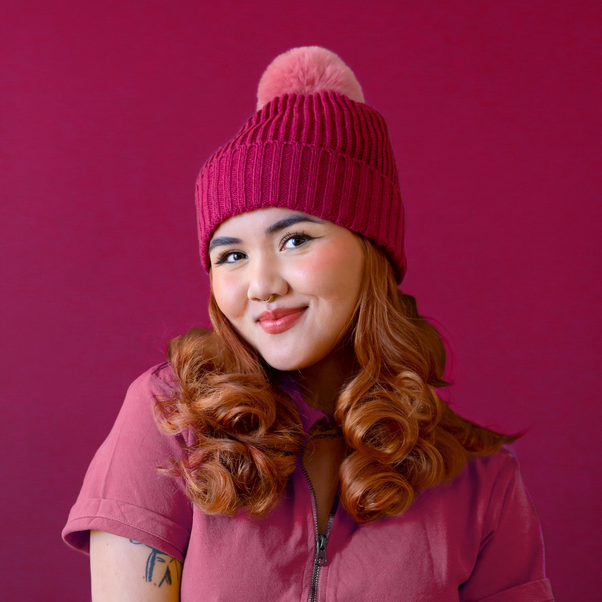 Snow Bunny Pom Hat | Wine – Pigment