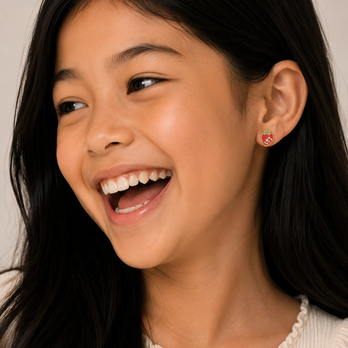 Strawberry_Enamel_Flat_Back_Kids_Earrings