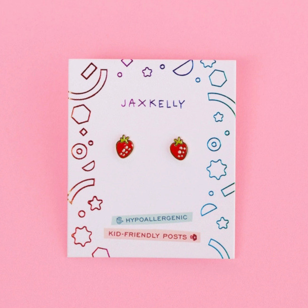 Strawberry_Enamel_Flat_Back_Kids_Earrings