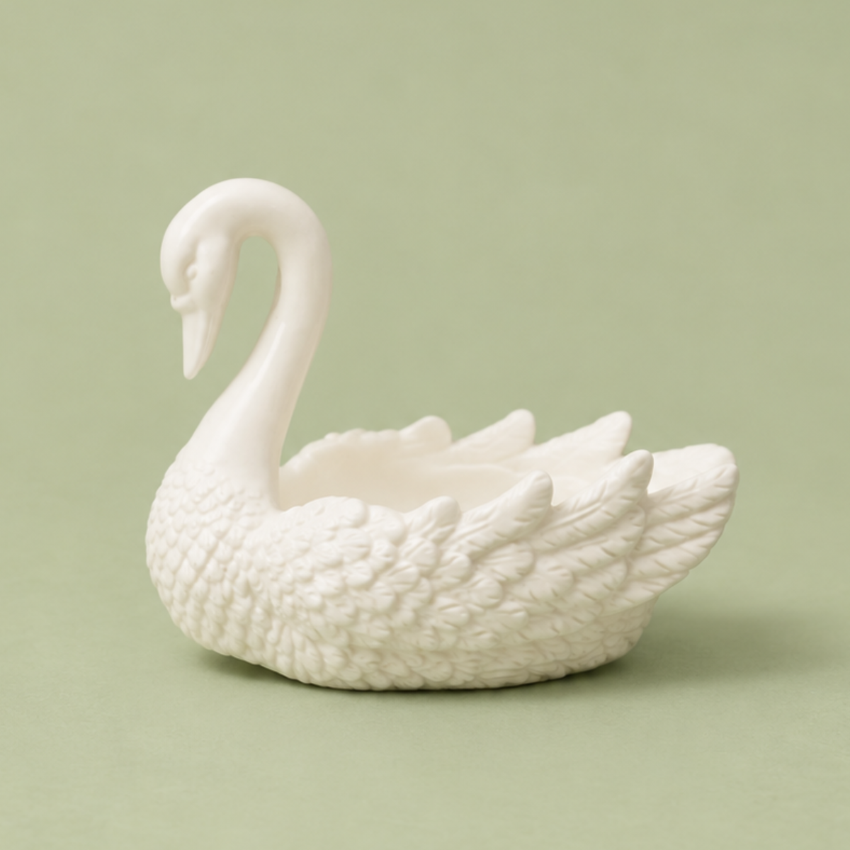 swan shaped white dish