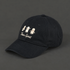 a black baseball hat with white embroidered text that reads, "Team Spirit" with three embroidered ghosts. 