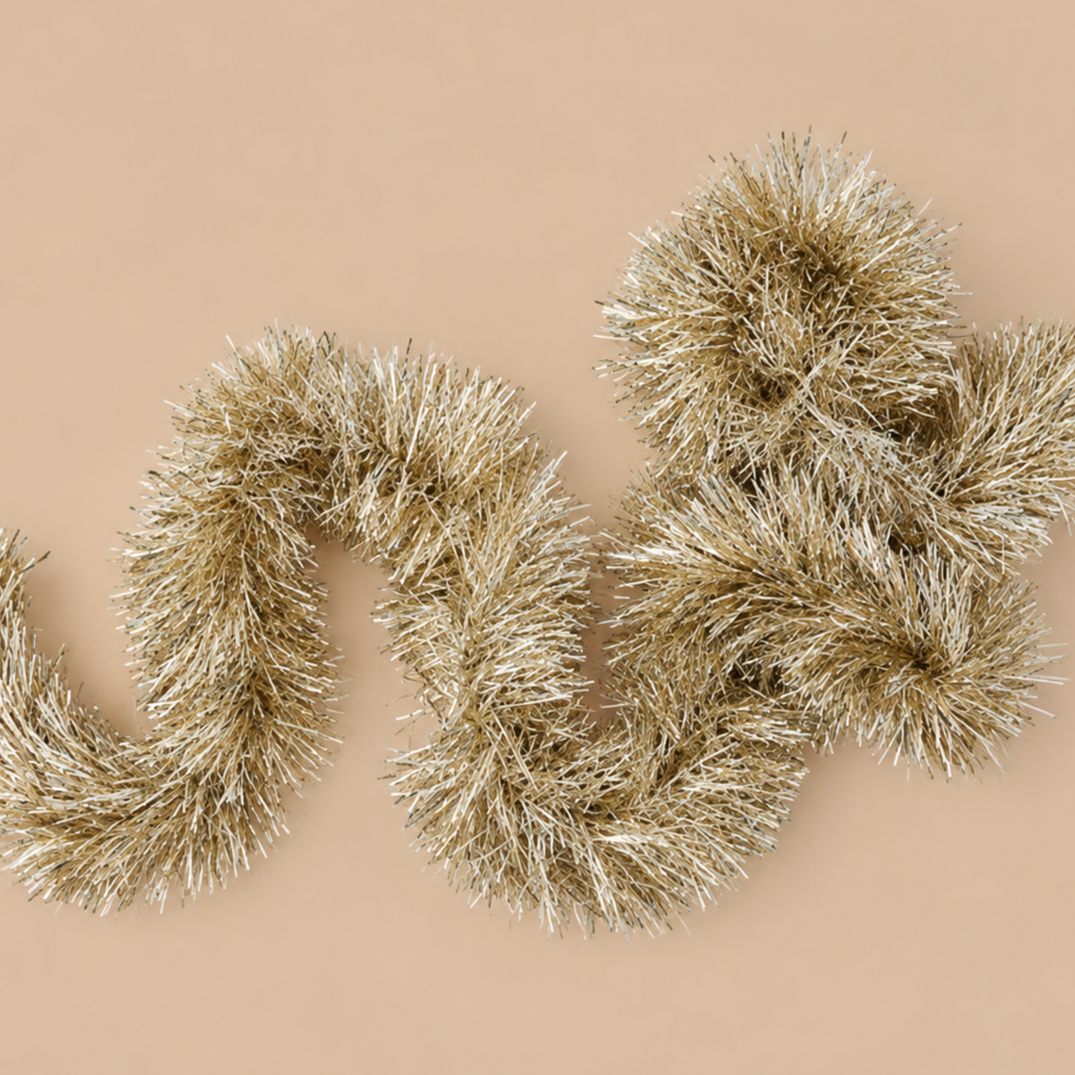 gold and silver tinsel garland. 