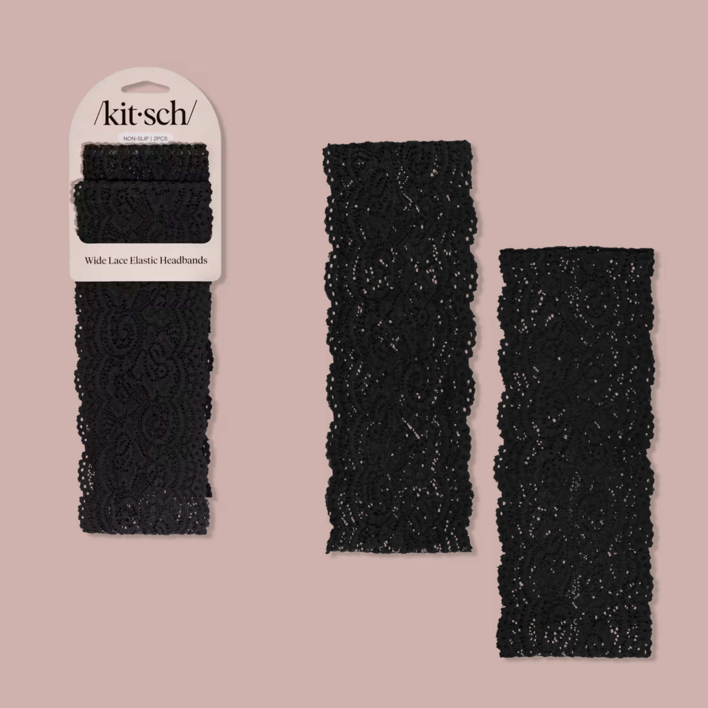 two wide lace headbands. 