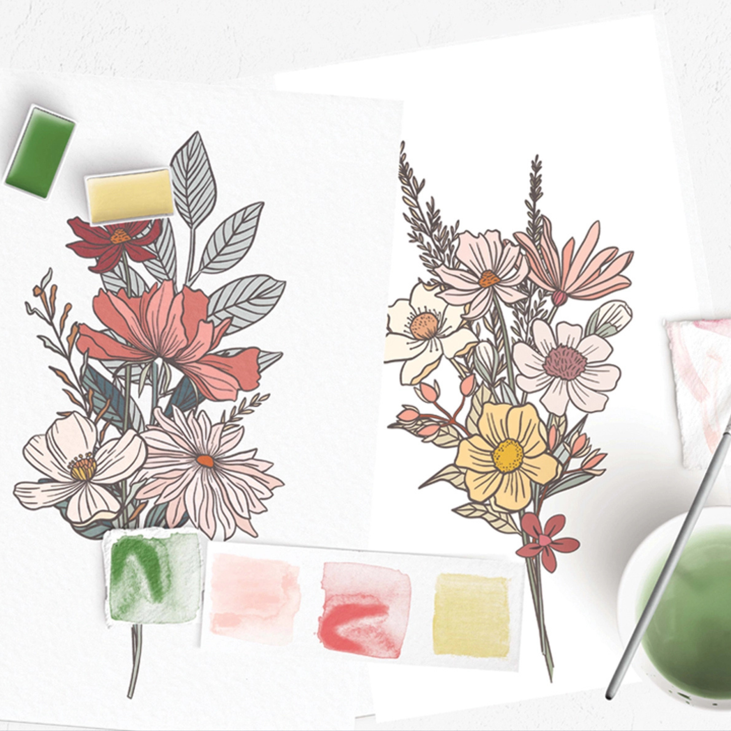 a watercolor flower painting set. 