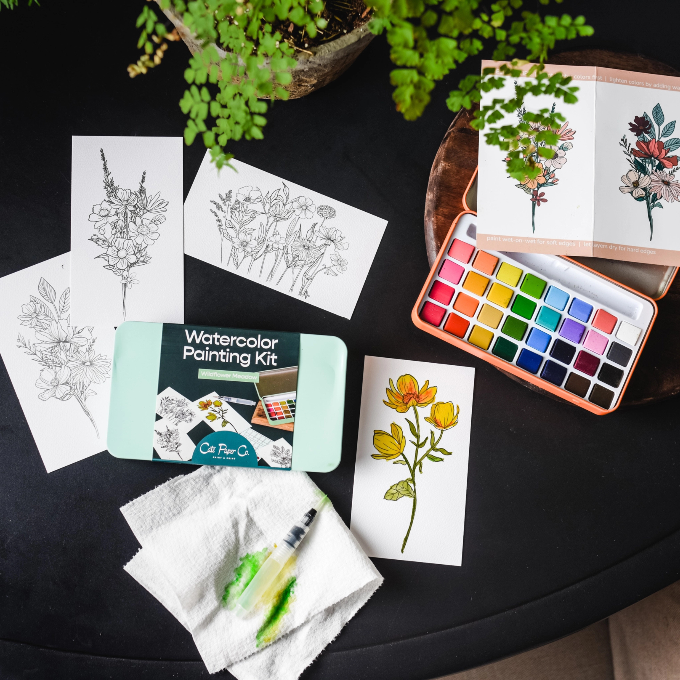 a watercolor flower painting set. 
