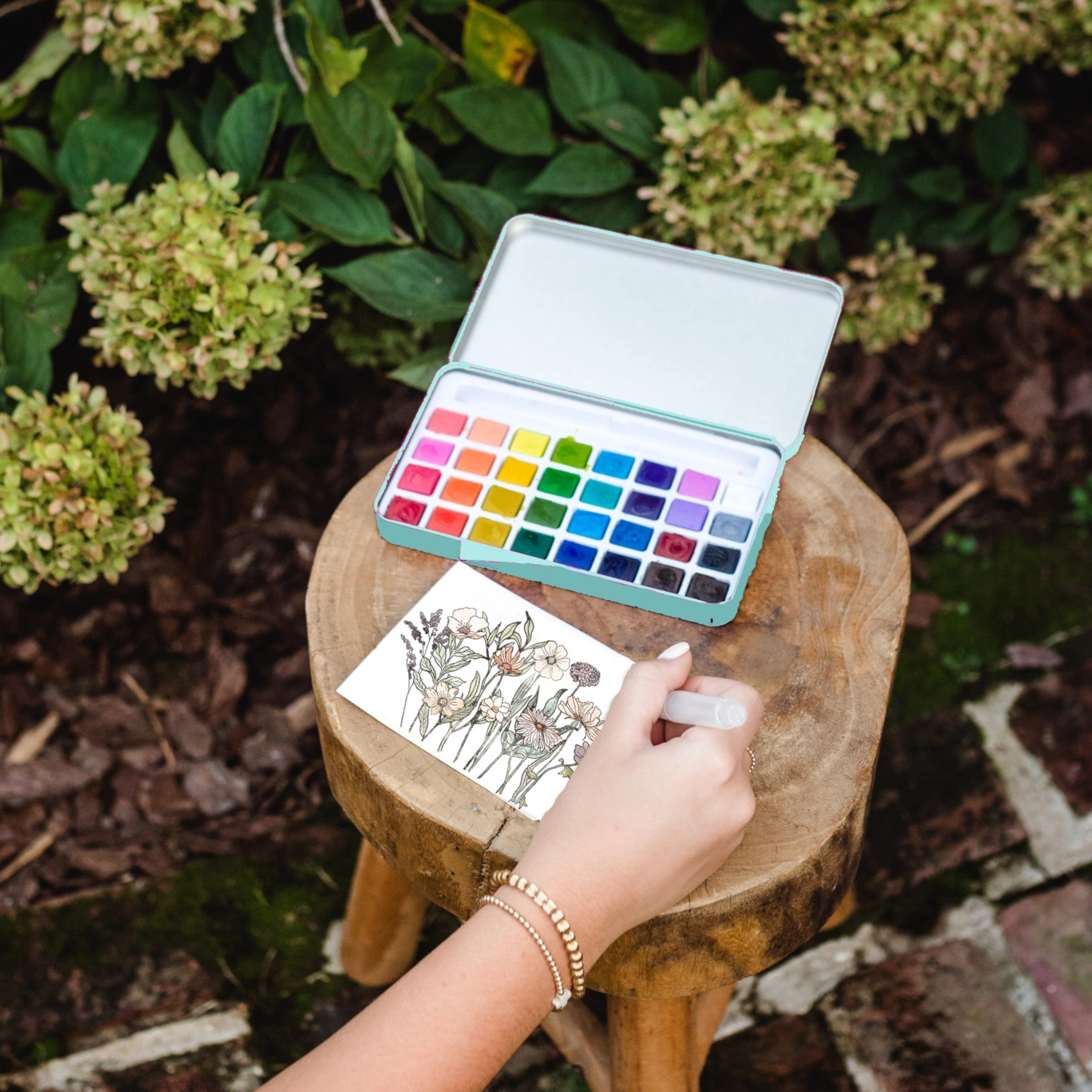 a watercolor flower painting set. 