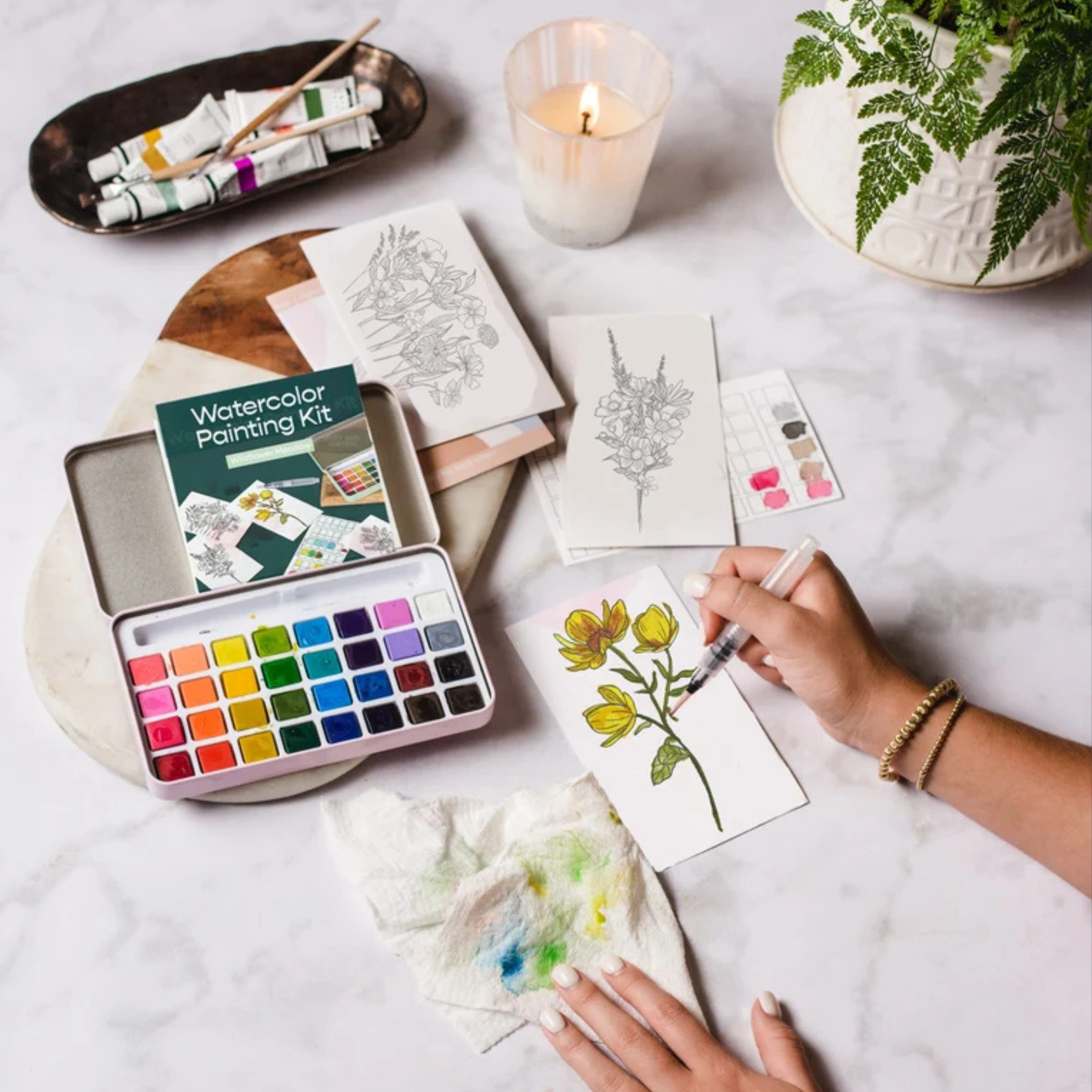 a watercolor painting kit. 