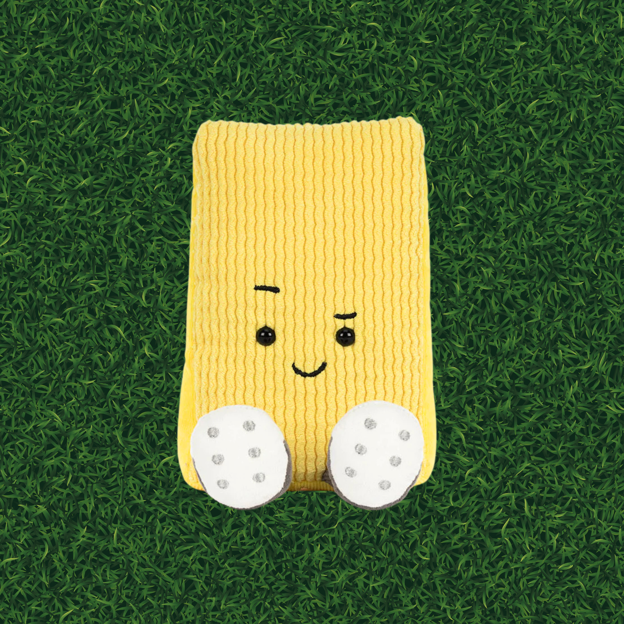 Yellow plush toy yellow card. 