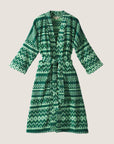 A green toweling robe. 
