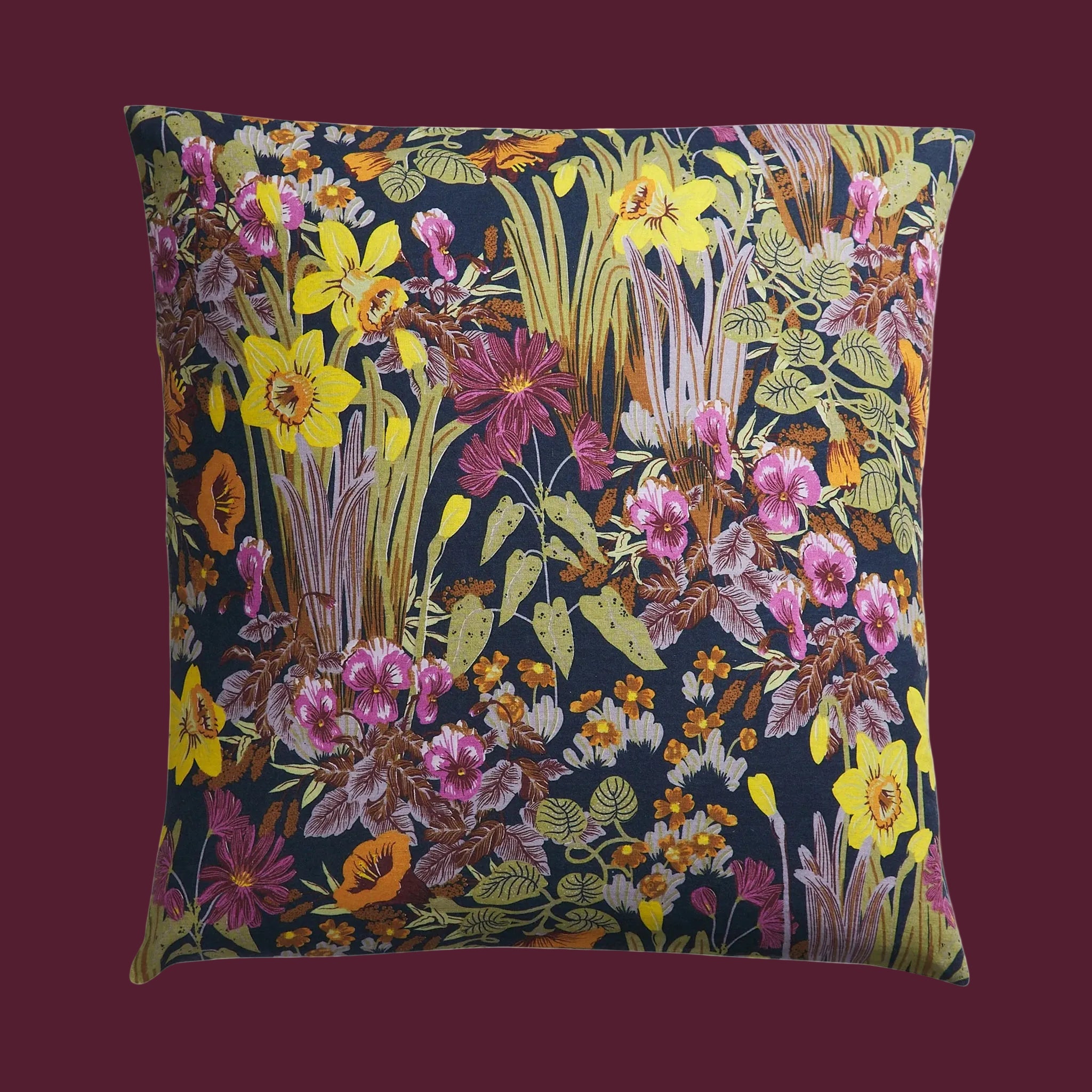 A floral multi colored pillowcase. 
