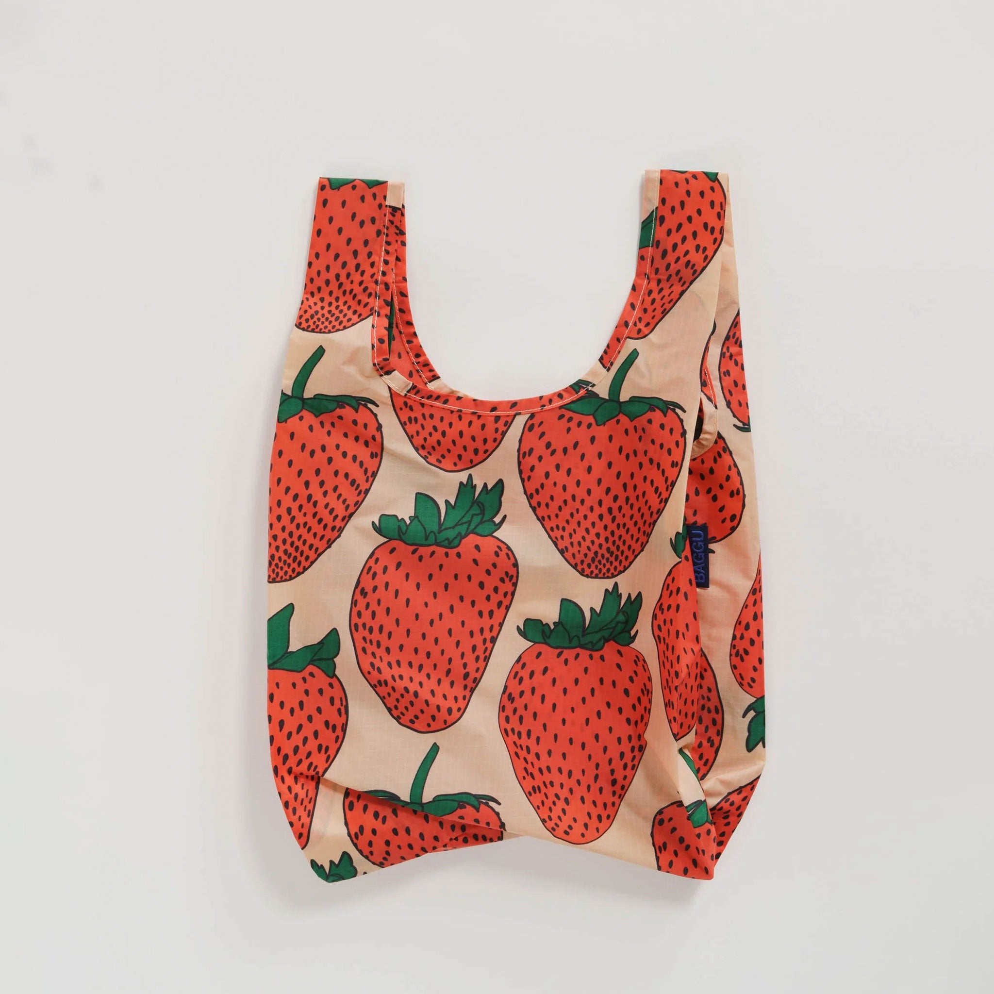 small reusable bag with strawberry print