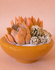 A ginger orange brown ceramic bowl planter. 