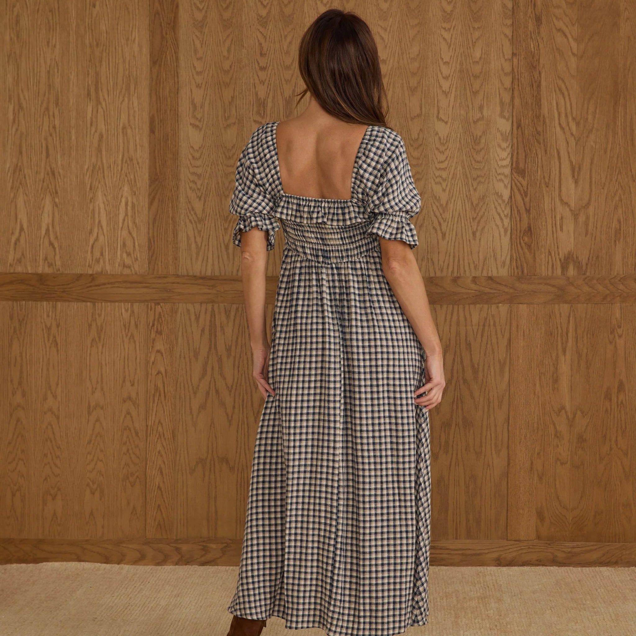 Birdie Dress Navy Check Pattern - Cute Checkered Dress | Pigment