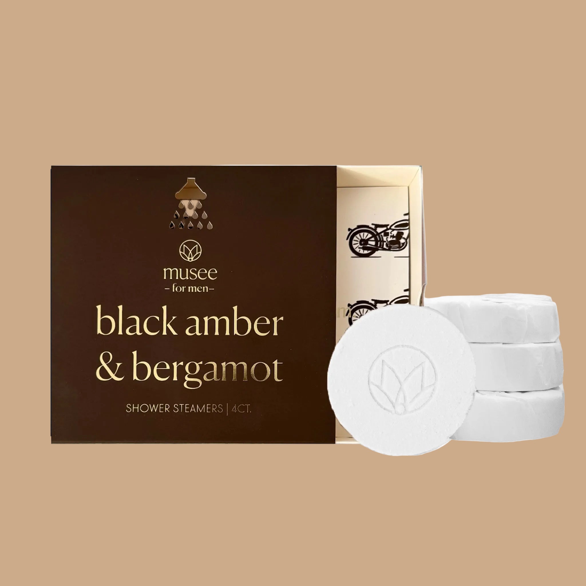 "musee for men black amber & bergamot shower steamers 4ct."