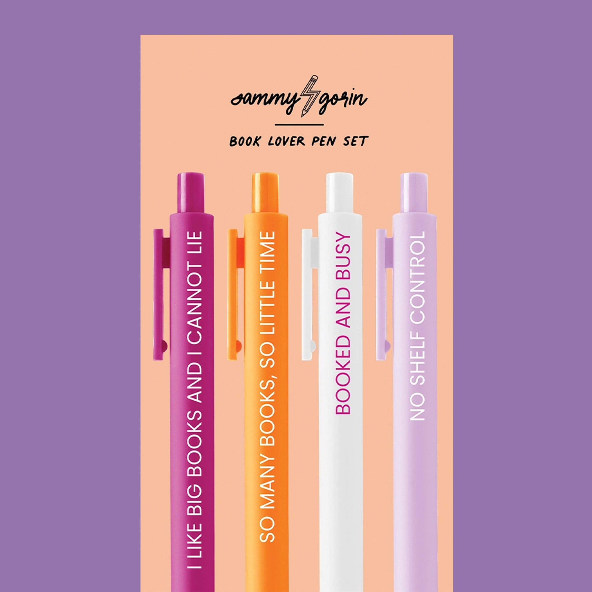 Set of four book related pens. 