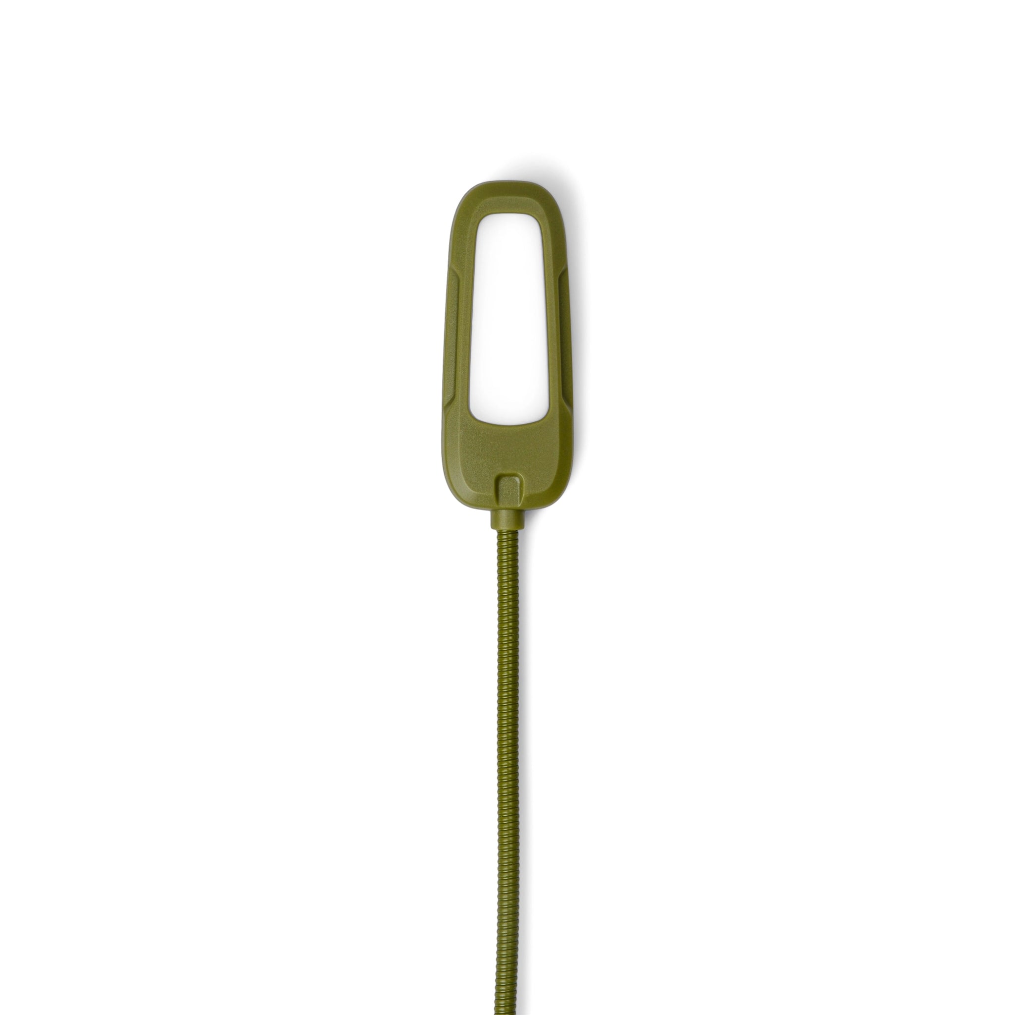 Green book light with flexible neck on a white background