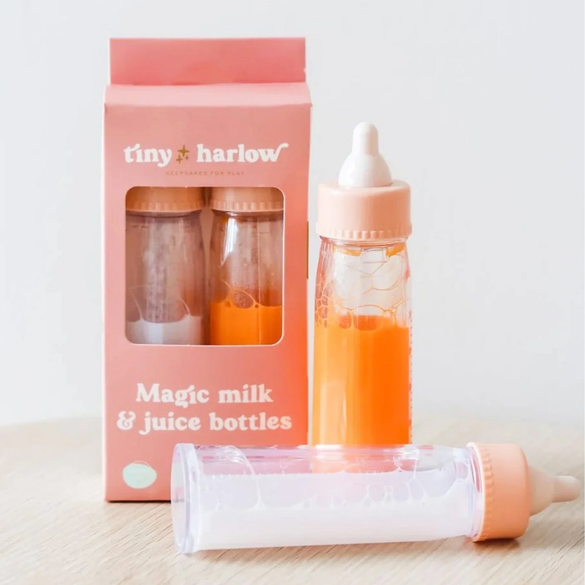 "tiny harlow Magic milk & juice bottles". 