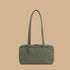 A green nylon shoulder bag.