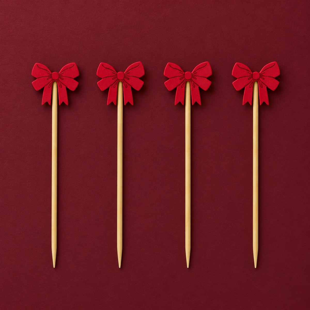 red bow shaped picks