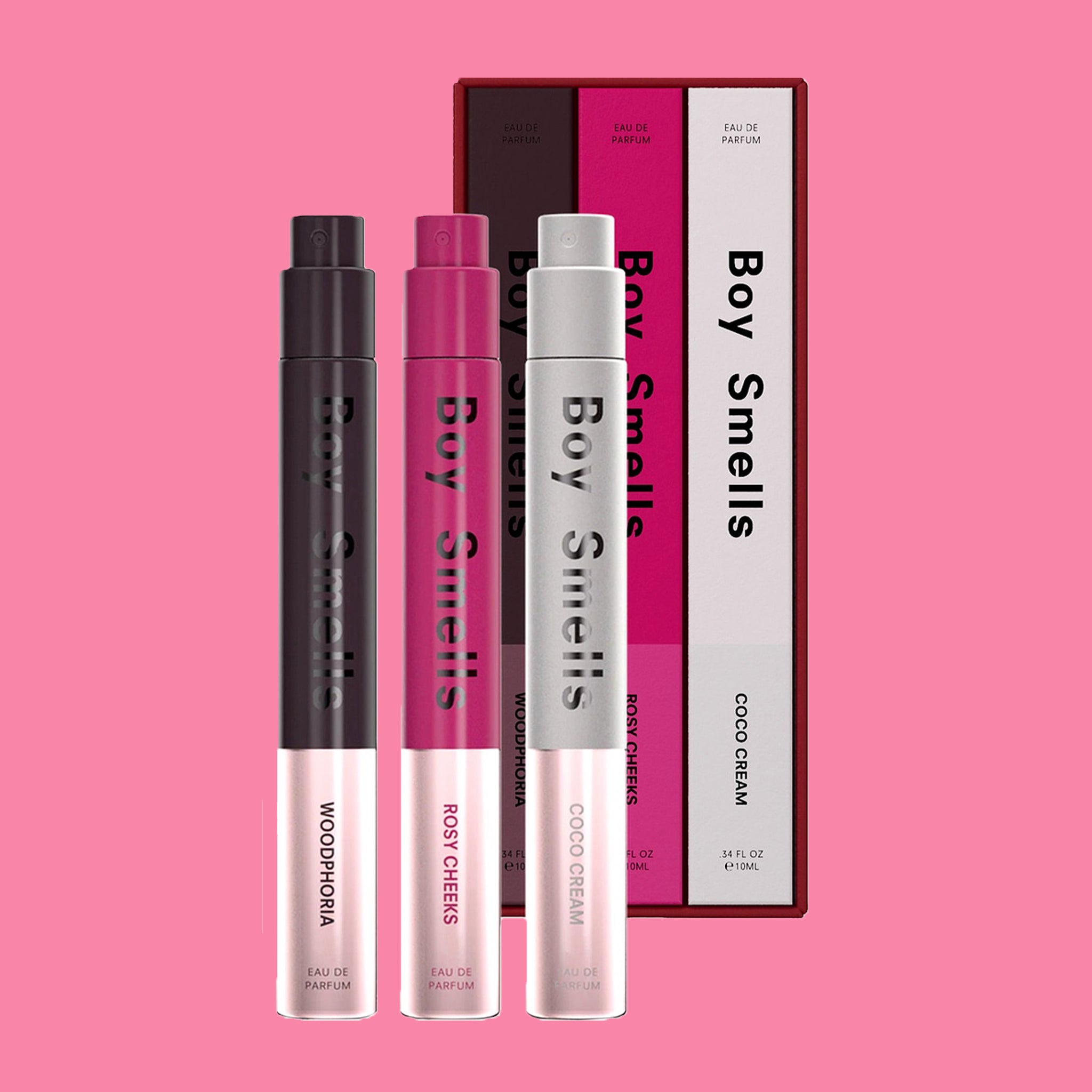 "Boy Smells Travel Spray", a box of a travel spray perfumes. 