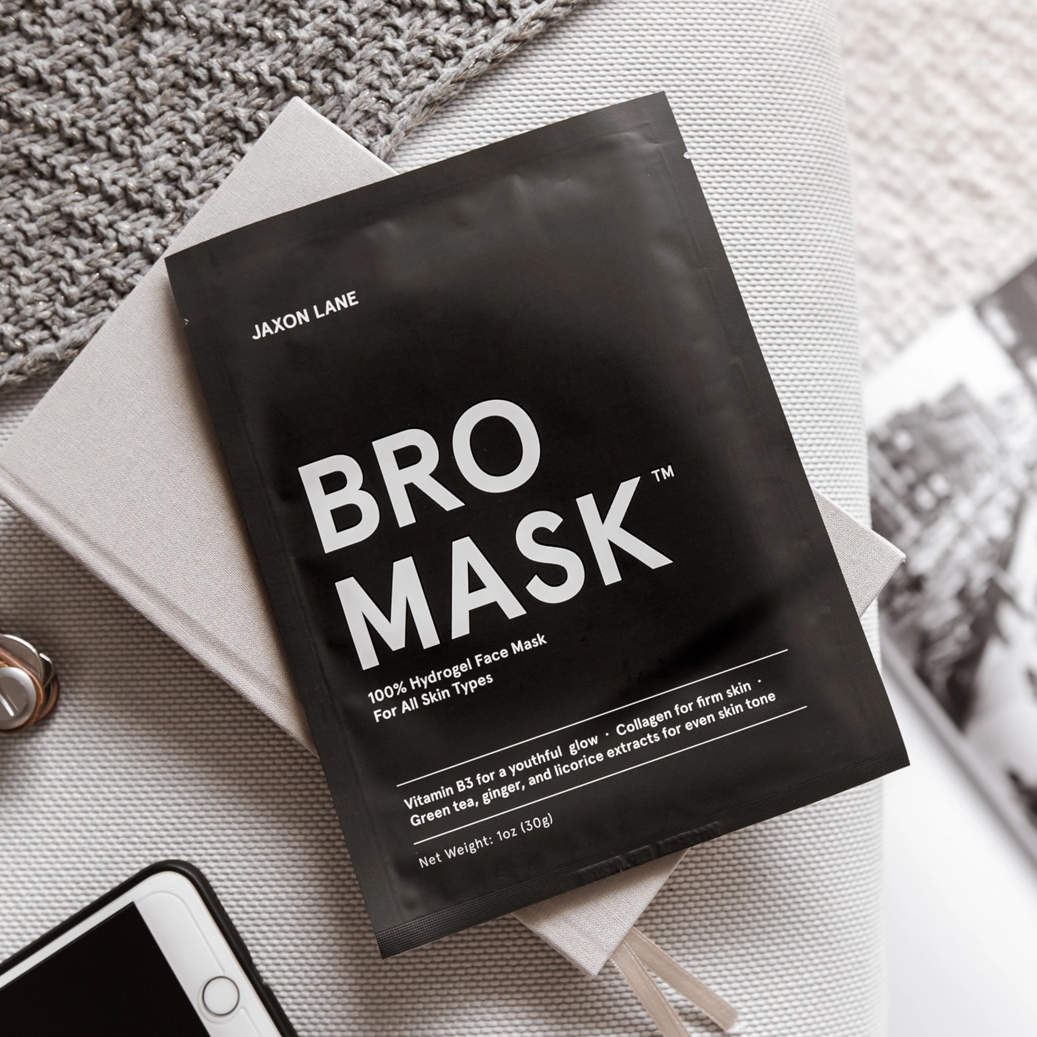 "Jaxon Lane Bro Mask 100% Hydrogel Face Mask For All Skin Types".
