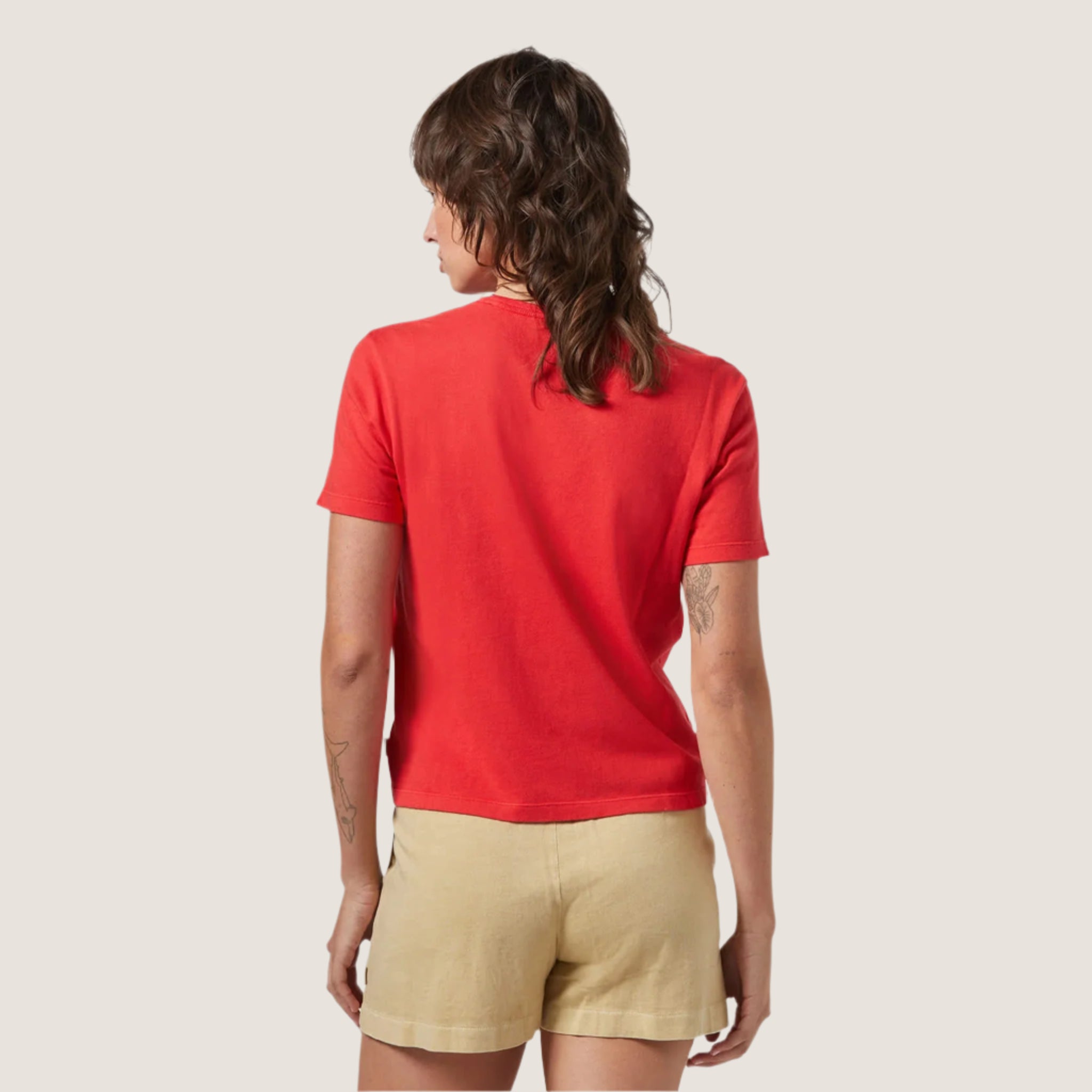 A red short sleeve t-shirt. 
