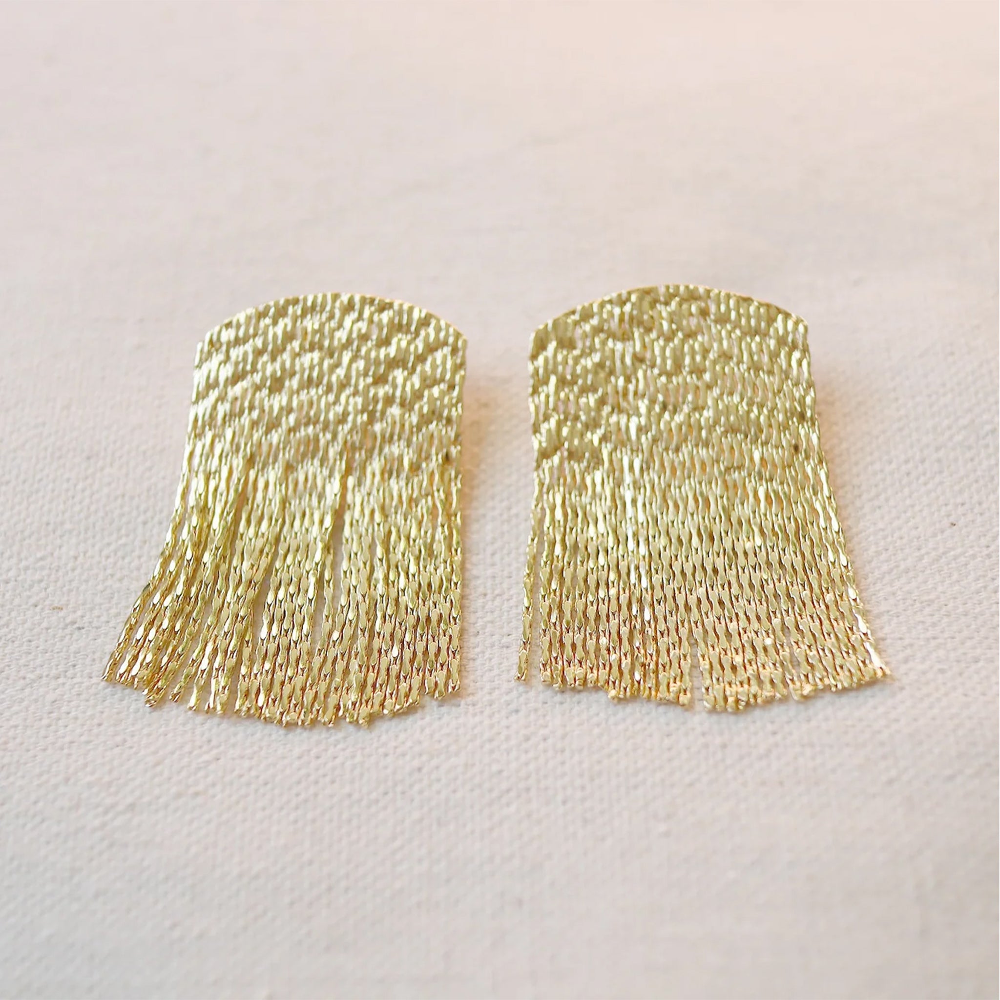 Chain fringe dangle earrings.