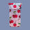 A blue and pink ombre puffy eyeglass case with a cherry print.
